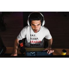 Eat. Sleep. LEAGUE. Repeat. fehér póló