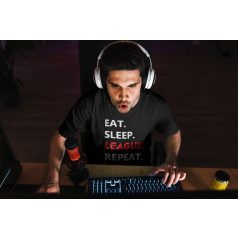 Eat. Sleep. LEAGUE. Repeat. fekete póló