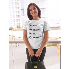 Eat, sleep, eat, repeat fehér póló