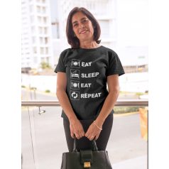 Eat, sleep, eat, repeat fekete póló
