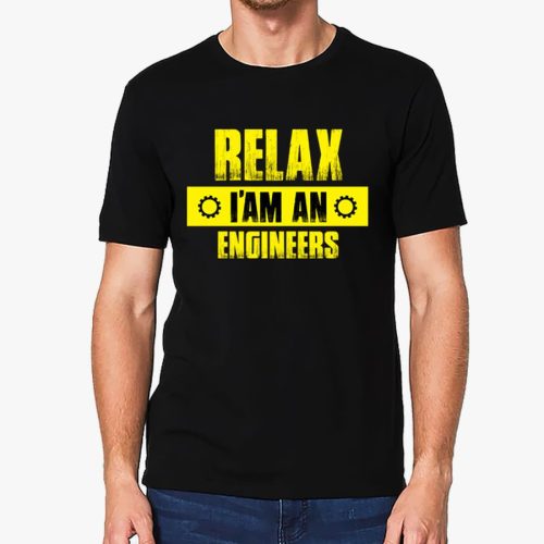 Relax Iam an engineer sárga minta fekete póló