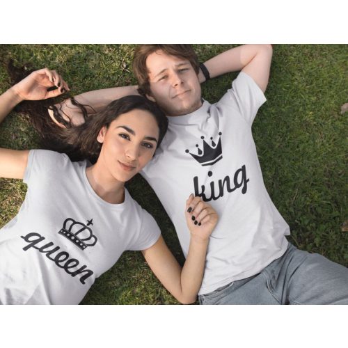 King & Queen páros fehér pólók 3