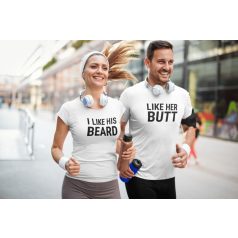   Like his beard & like her butt páros póló - fehér színben