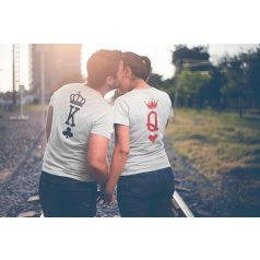 King and Queen páros póló - fehér színben 5