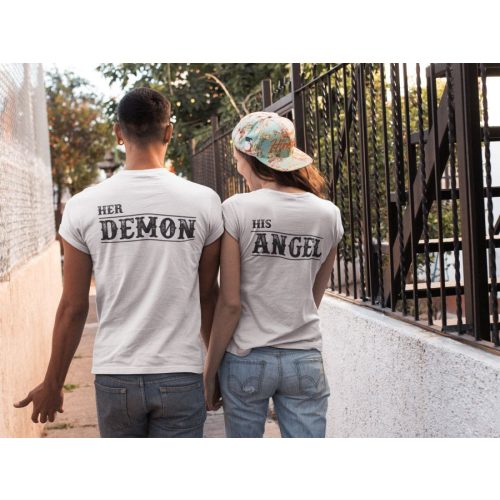 Angel & Demon páros fehér pólók
