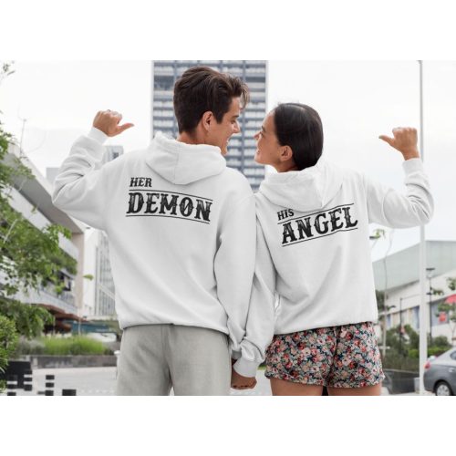 Angel & Demon páros fehér pulóverek