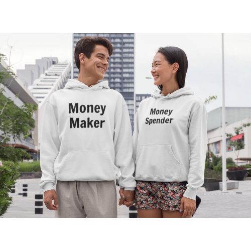 Money maker & Money spender páros fehér pulóverek