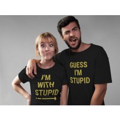   I'm with stupid páros póló - fekete színben arany felirattal