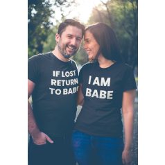 If lost return to babe páros póló - fekete színben