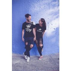King and Queen páros póló - fekete színben 2