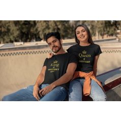   King and Queen páros póló - fekete színben arany felirattal 4