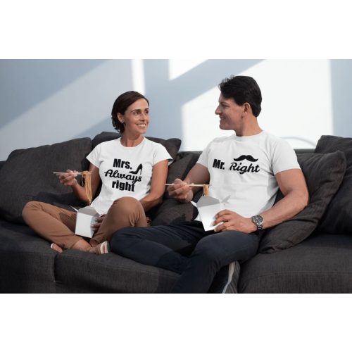 Mr. & Mrs. Right páros fehér pólók