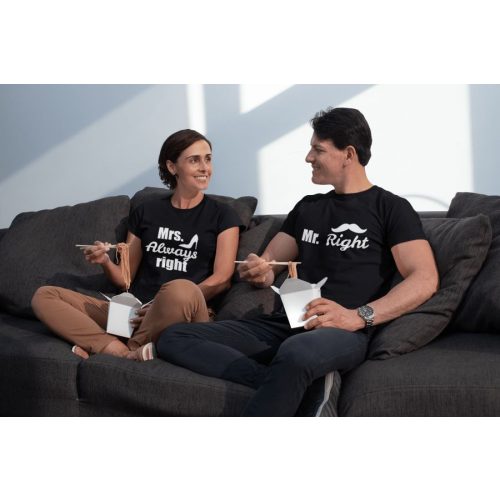 Mr. & Mrs. Right páros fekete pólók
