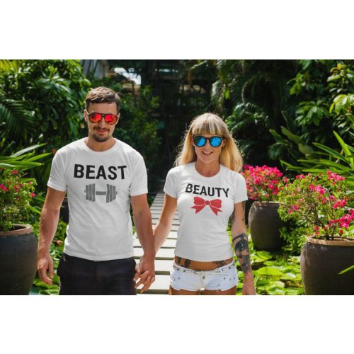 Beauty & Beast páros fehér pólók 2