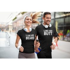   Like his beard & like her butt páros póló - fekete színben
