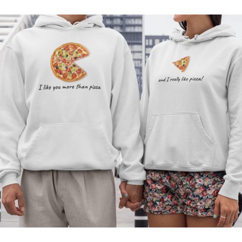 I like you more than pizza páros fehér pulóverek