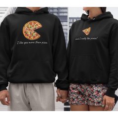 I like you more than pizza páros pulóver - fekete színben