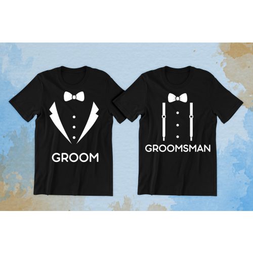 Groom, Groomsman 04 fekete póló