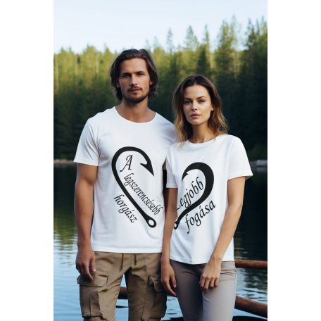 Új Páros horgász póló - fehér színben