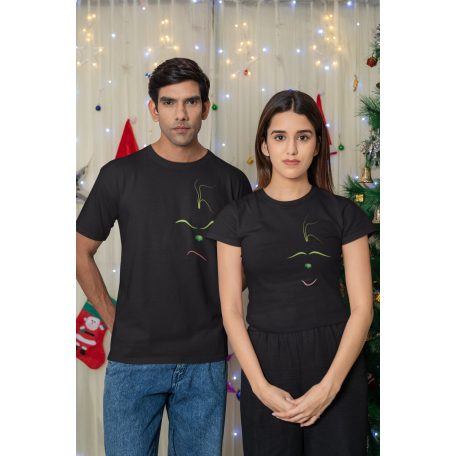 Új Karácsonyi páros póló (Grincs minimal) - fekete színben