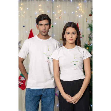 Új Karácsonyi páros póló (Grincs minimal) - fehér színben