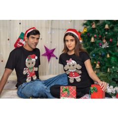   Új Karácsonyi páros póló (Mézeskalács figura) - fekete színben