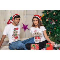   Új Karácsonyi páros póló (Mézeskalács figura) - fehér színben