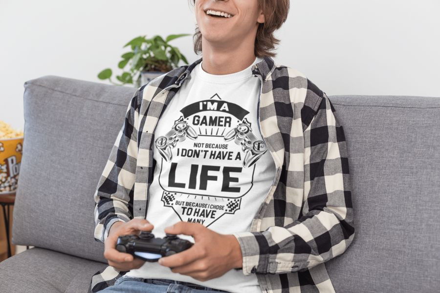 I'm a gamer I chose to have many life fehér póló 1