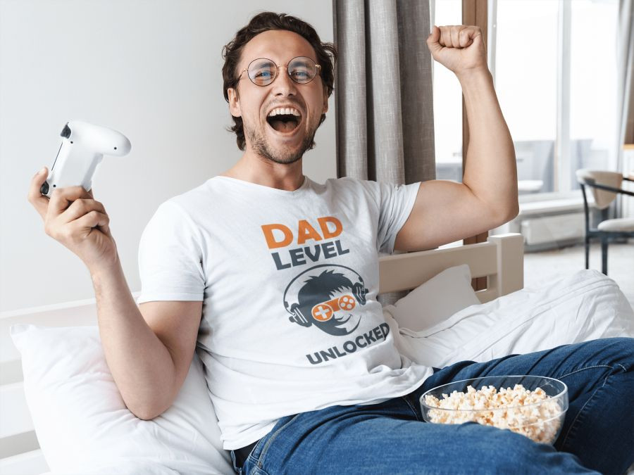 Dad level unlocked fehér póló