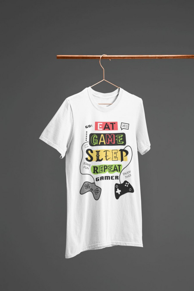 Eat. Game. Sleep. Repeat. fehér póló