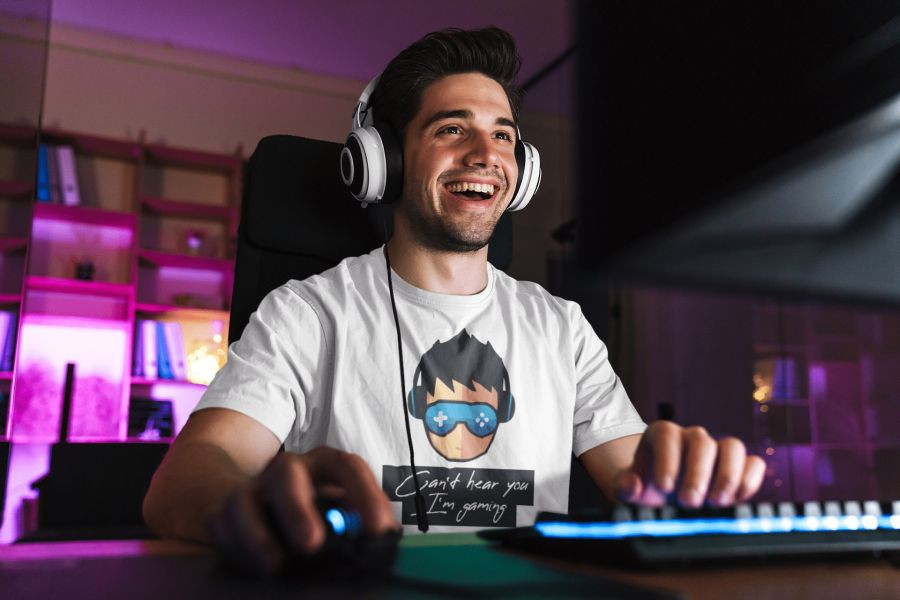 Can't hear you I'm gaming fehér póló 1