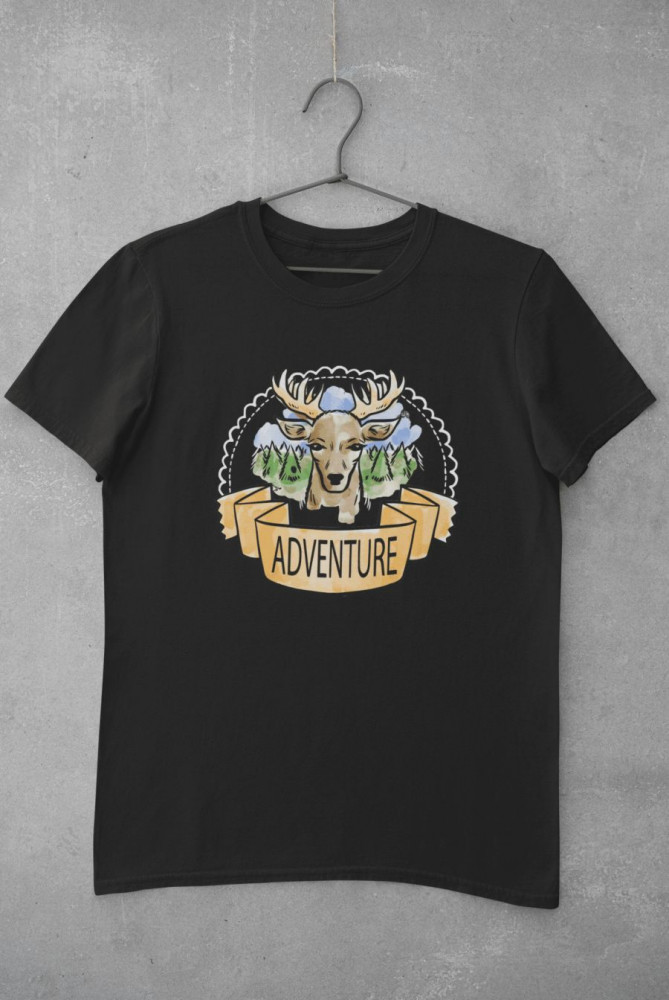 Deer adventure fekete póló