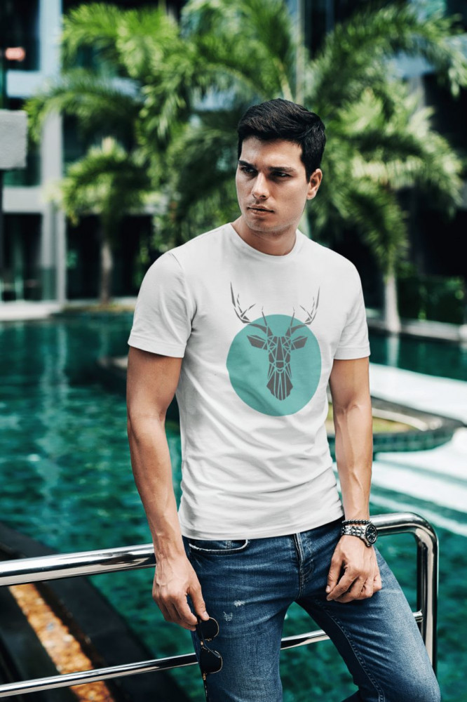 Geometric deer fehér póló