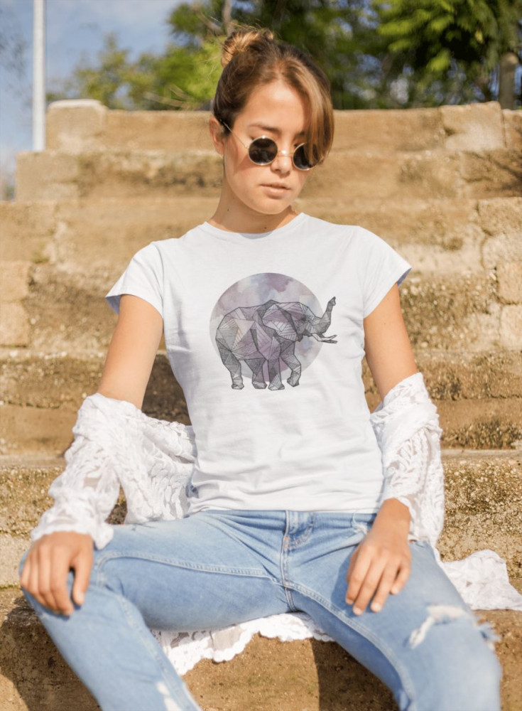 Geometric elephant fehér póló