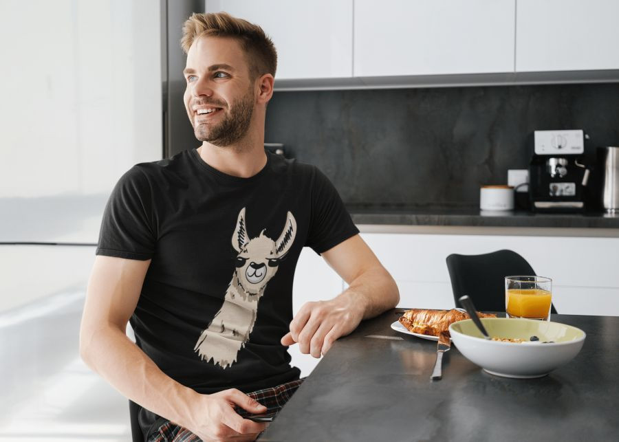 Llama head fekete póló