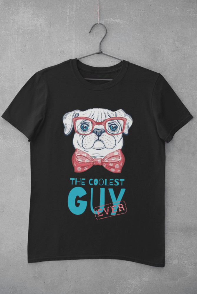 Pug the coolest guy ever fekete póló