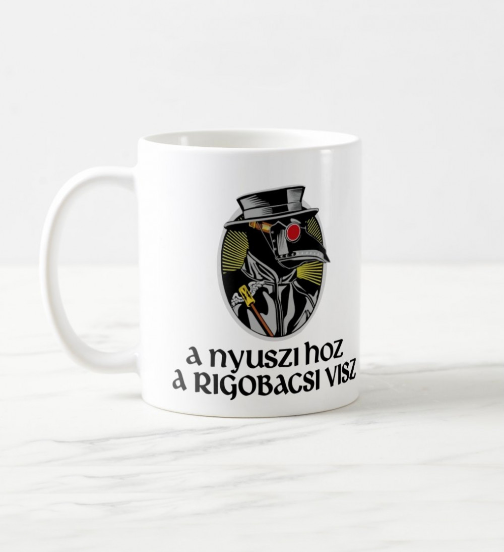 A nyuszi hoz a Rigobacsi visz fehér bögre (húsvét)