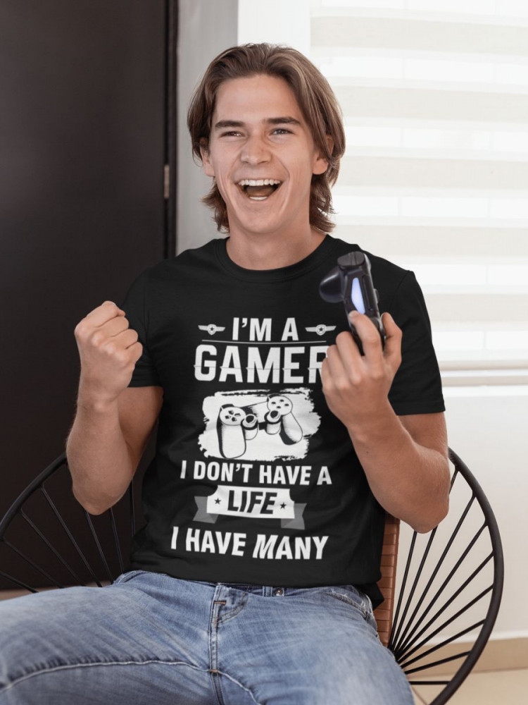 I'm a gamer I chose to have many life fekete póló 2