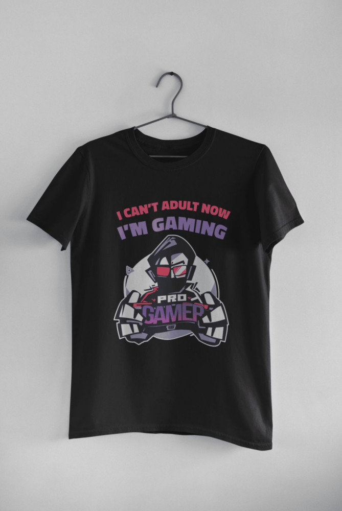 I can't adult now I'm gaming fekete póló 2