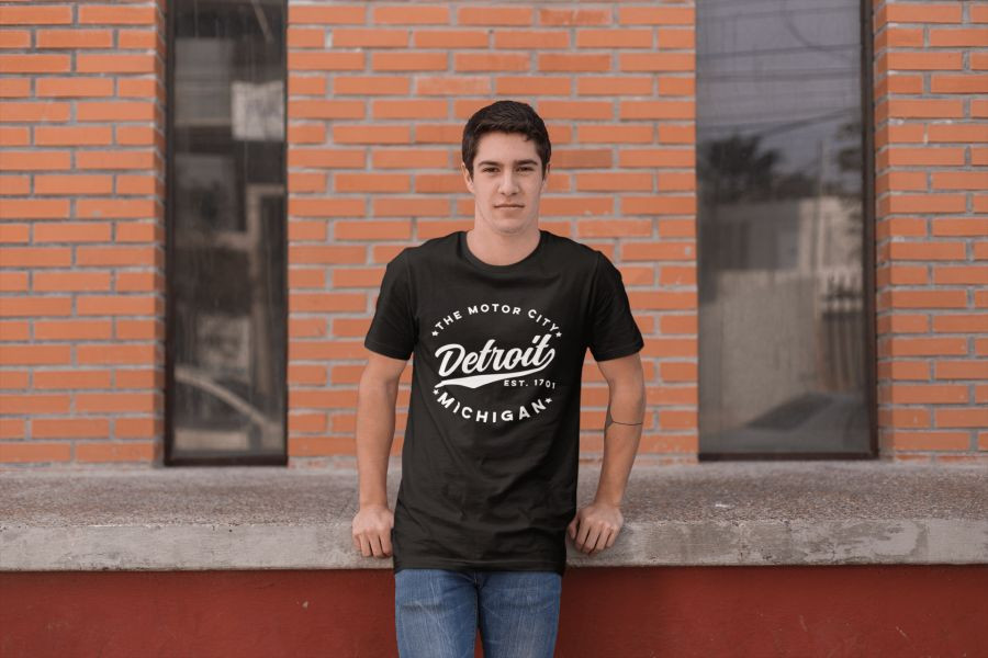 Detroit Michigan fekete póló