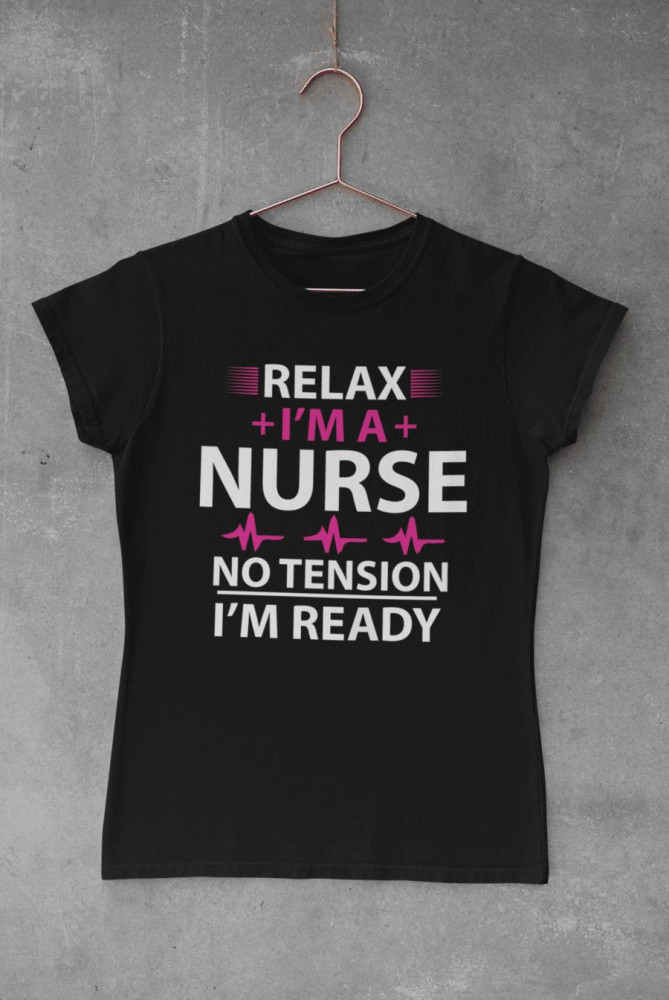 Relax I'm a nurse fekete póló