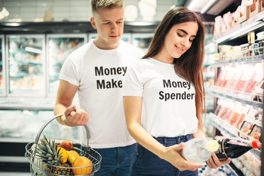 Money maker and Money spender páros póló - fehér színben