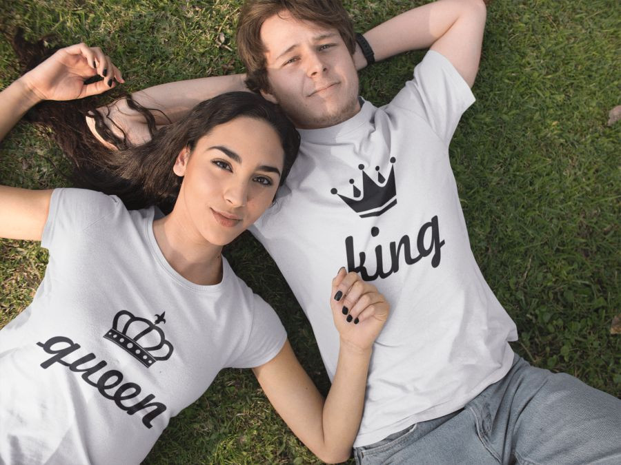 King and Queen páros póló - fehér színben 3