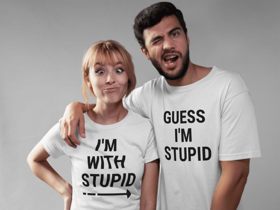 I'm with stupid páros póló - fehér színben