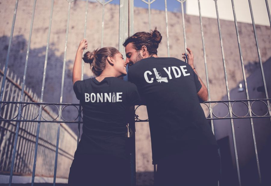 Bonnie és Clyde páros - fekete póló 2