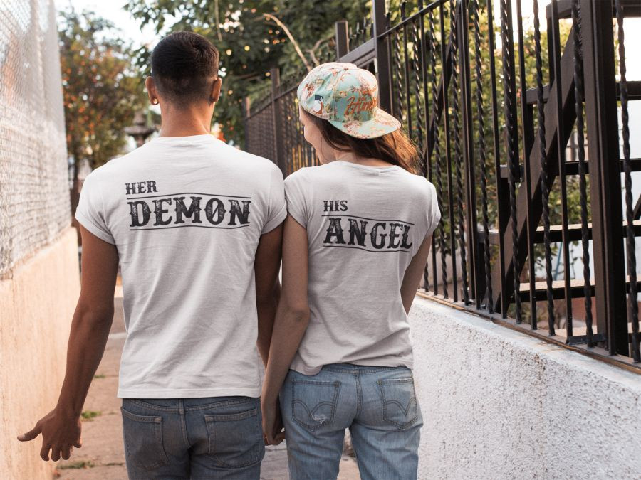 Angel és Demon páros póló - fehér színben