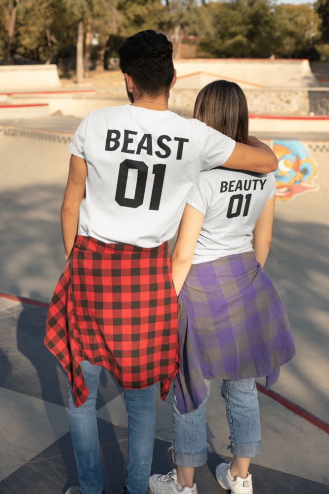 Beauty and the Beast páros póló - fehér színben 1