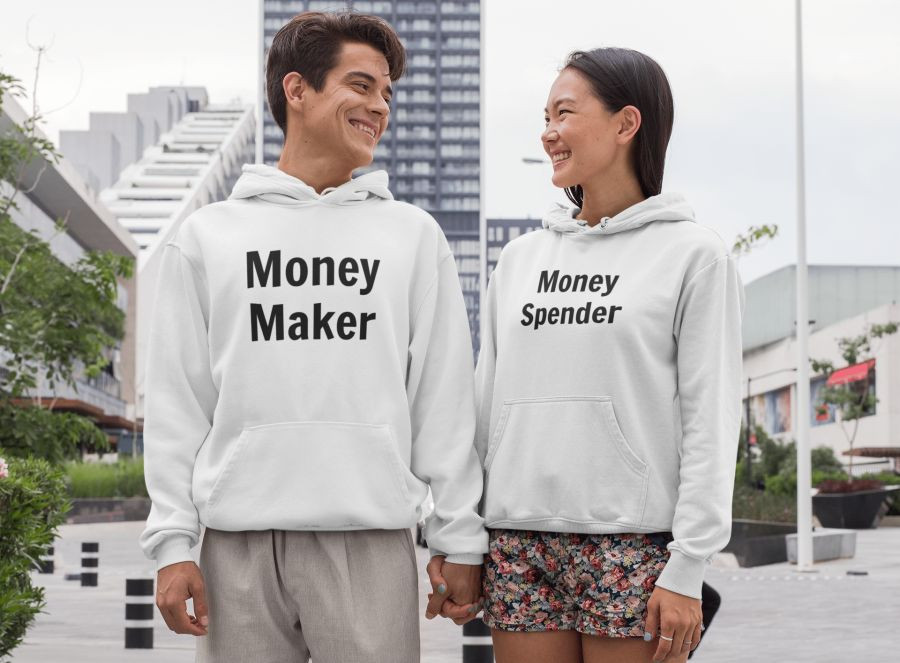 Money maker and Money spender páros pulóver - fehér színben