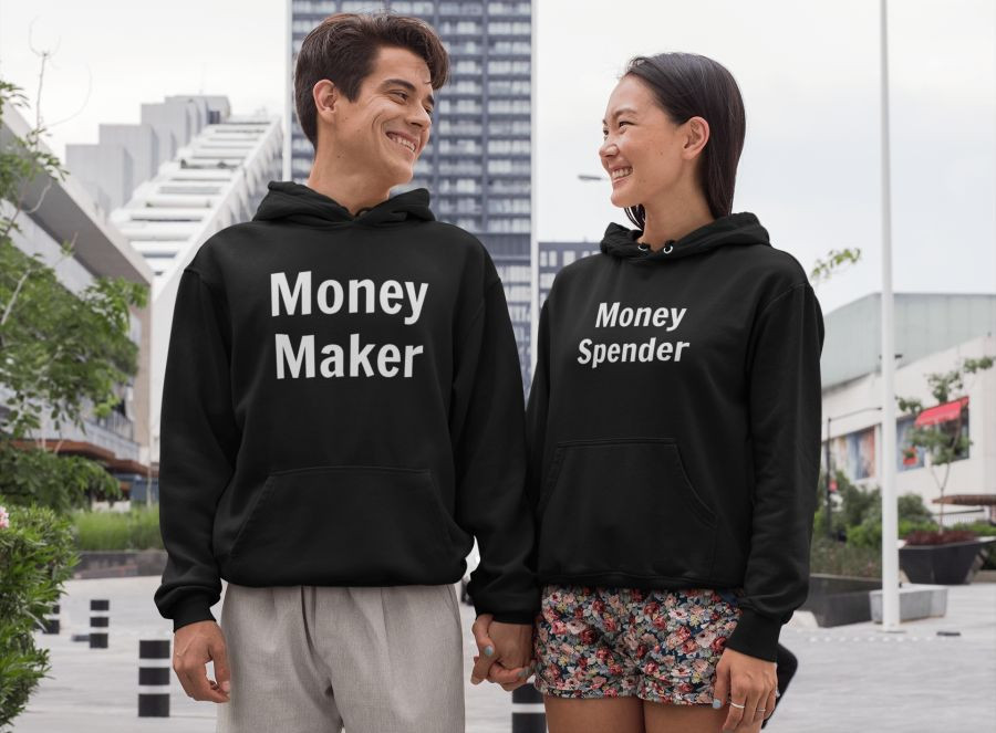 Money maker and Money spender páros pulóver - fekete színben