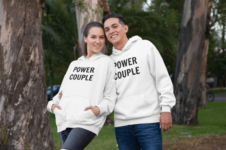 Power couple páros pulóver - fehér színben